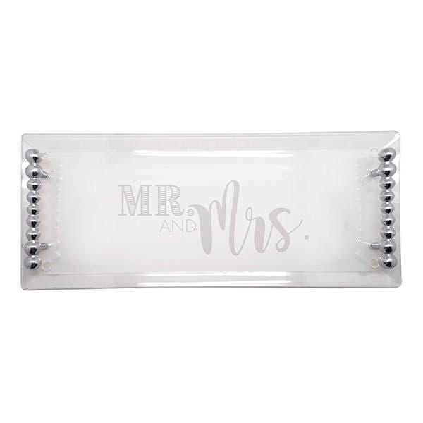 Mariposa Mr. & Mrs. Pearled Acrylic Tray